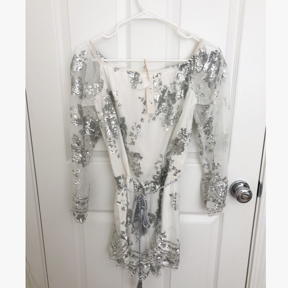 BNWT white/silver sequin romper
